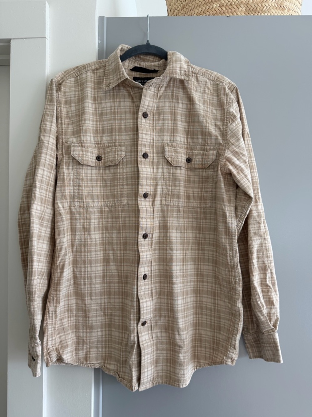 Carhartt Beige Plaid Casual Button-Down Shirt